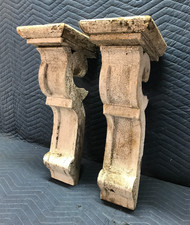 Pair Antique Large Shabby White Wood Corbel Roof Brackets Old VTG Chic 693-26B
