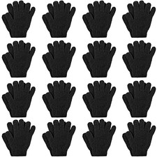 16 Pairs Winter Warm Magic Gloves Stretchy Knit Gloves Cotton Small Black