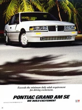 1986 Pontiac Grand Am SE version2 - Classic Vintage Car Advertisement Ad J29 A82