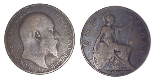 19 pièces FINE Grande-Bretagne Penny King Edward VII 1902 - 1910 KM794 Royaume-Uni / Go 1p - Photo 1/3