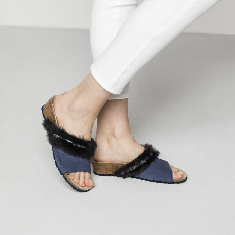 Birkenstock Papillio Amber Wedge Mule Sandals EU 37 Women 6-6.5 Fur Trim image 2