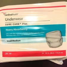 Small/Med Cardinal Health Heavy Absorb Adult Underwear Incontinence Briefs -80ct