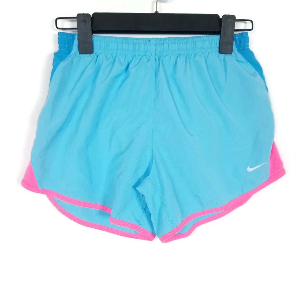 Nike Dri-Fit Running Shorts Girls Youth L Aqua Blue Hot Pink 5