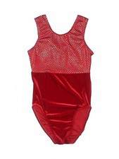 Girl Revolution Dancewear Red Silver Stars Velour Gymnastics Leotard Size CM
