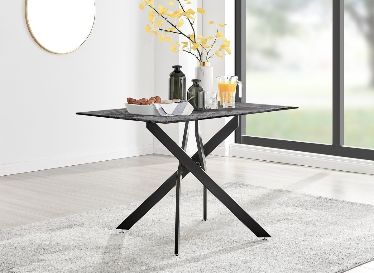 Leonardo Grey Glass Marble Top Rectangularr Dining Table Seat