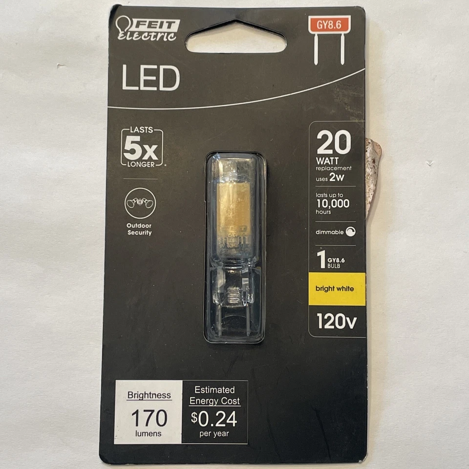 5 Feit Electric 20-Watt Bright White GY8.6 Dimmable Bi-Pin LED Light Bulb - NEW - Image 2 of 2