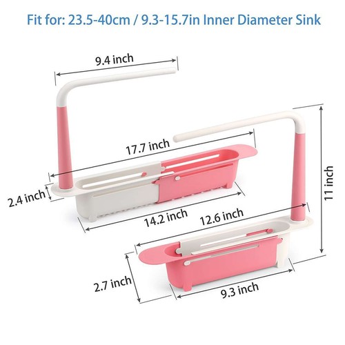 Kitchen Telescopic Sink Rack Shelf Sponge Drain Expandable Storage Basket Holder - Picture 6 of 20