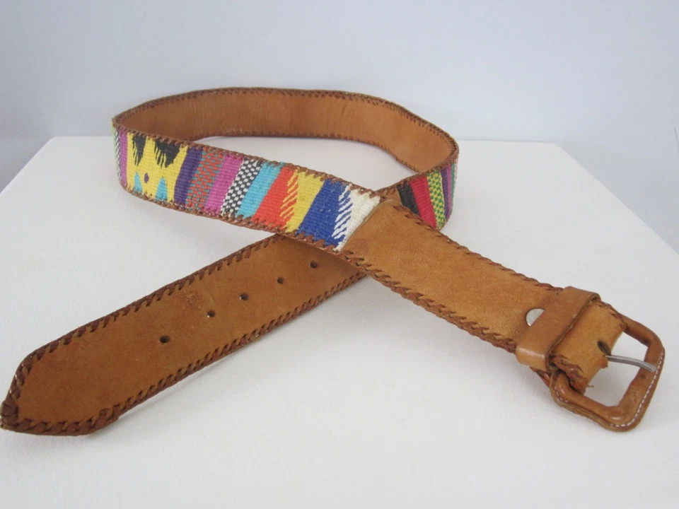 Cinturón suroeste occidental de lana tejida de cuero marrón unisex 36" - 37" sin marca Foto 3 de 4