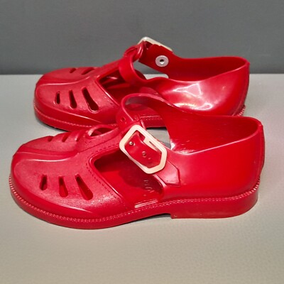 Vintage Kids Jelly Shoes Red Vinyl Sandals Made In England