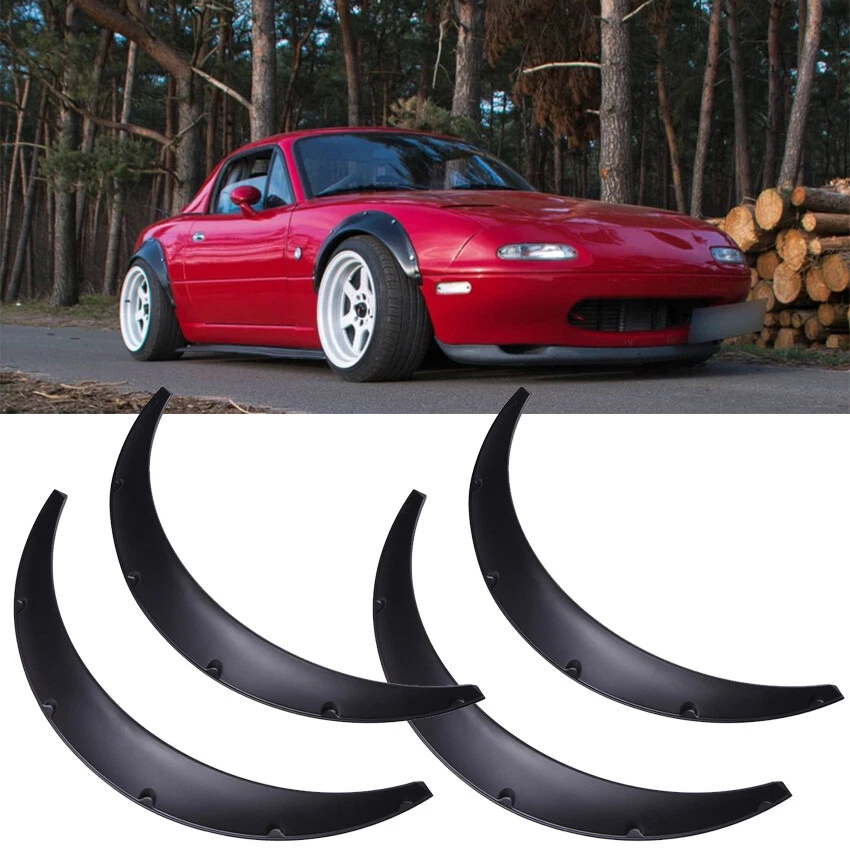 For Mazda MX5 Miata 4 X Wheel Arches Fender Flares Extra Wide Body Kit Black - Image 2 of 4