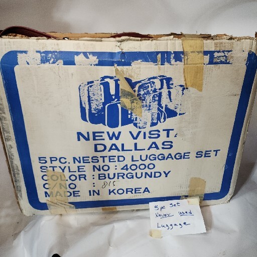 1970s Leather Luggage Burgundy 5 pc Set New Vista Dallas includes