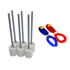 6 Weave Pole Pegs & 2 Training Clickers, Dog Agility Equip, Cut Your Own Poles