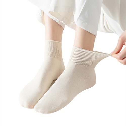 10 paires de chaussettes d'été fines en coton pour femmes mi-mollet hautes élastiques chaussettes d'extérieur - Photo 4/16