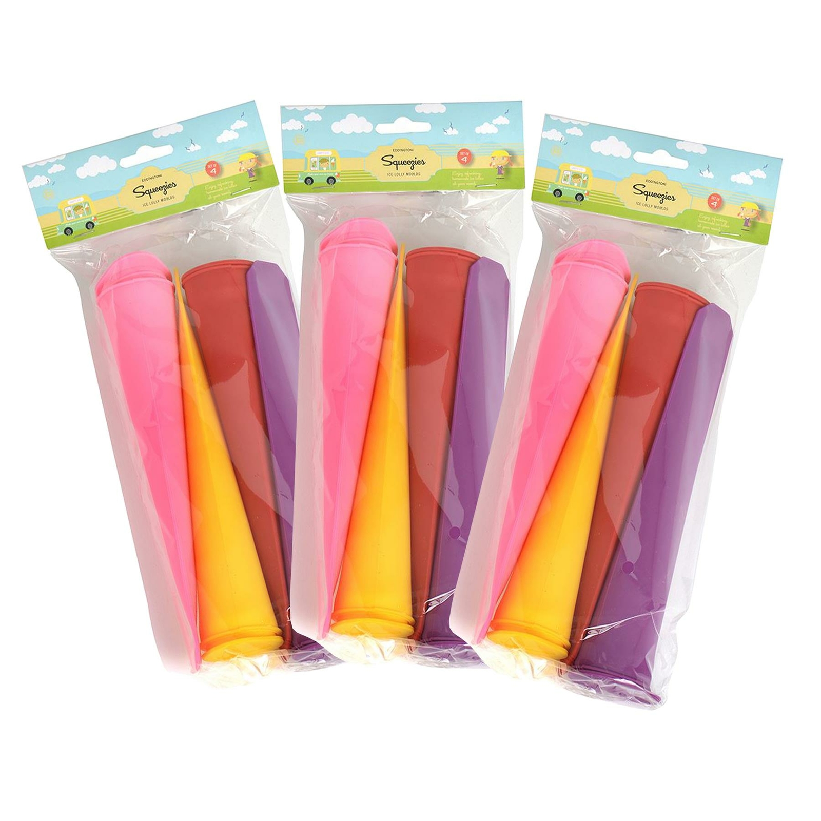 Eddingtons Squeezies - Tube Lolly Mould - Set of 4 - Homemade Ice Lollies x 3