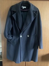 Helene Berman London Wool Cashmere Blend Navy Coat Women's Sz M Soft Lightweight