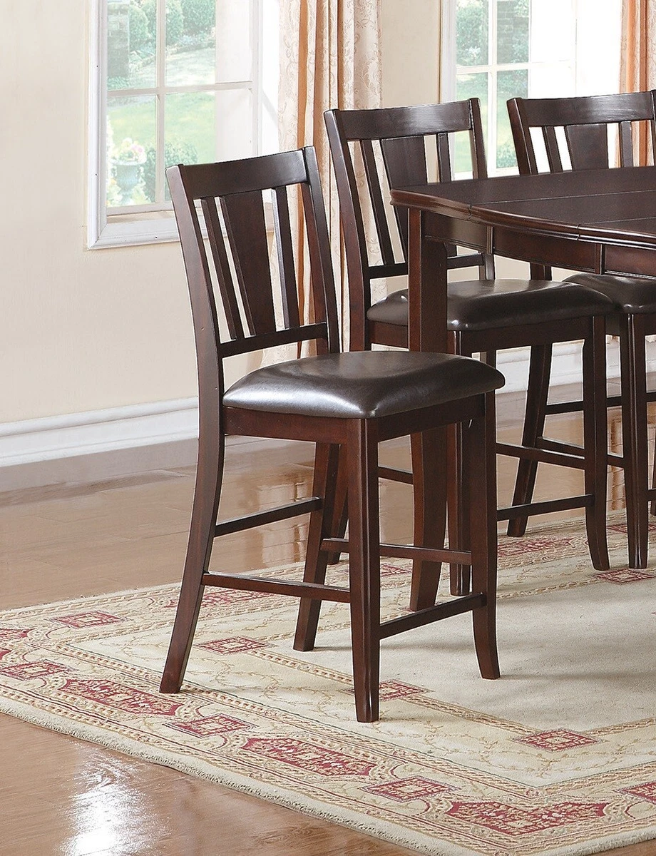 Dining Room Counter Height Set of 2pc Dining Chairs Brown Faux Leather Furniture
