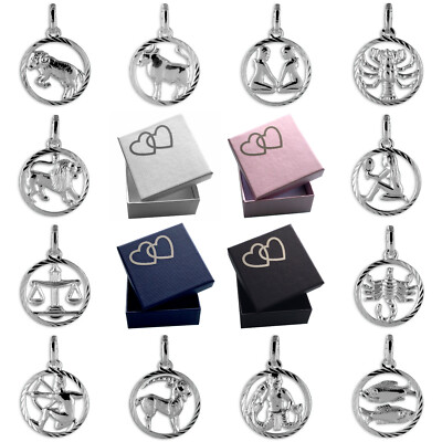 Sternzeichen Anhänger 925 Silber - Damen Herren Kinder mit Panzerkette und Etui