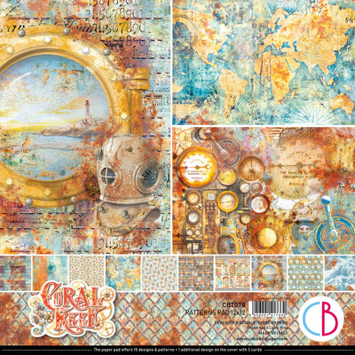 Ciao Bella CORAL REEF 12x12 Pattern Paper Pad 8 Double sided Sheets CBT078