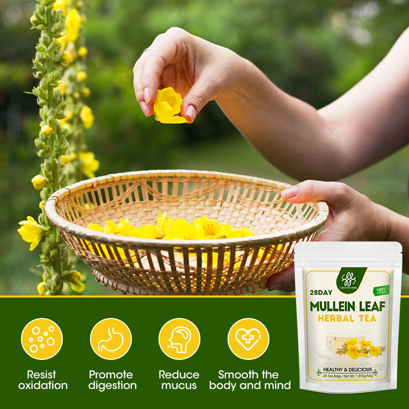 Mullein Tea Bags For Lung Cleanse Herbal Leaf of Flowers Detox Enhance Immune