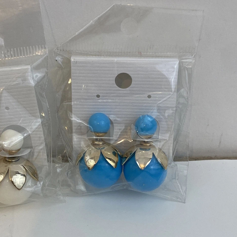 lote de 8 pendientes de moda con diseño de frutas adornadas hoja de loto dorado Foto 2 de 4