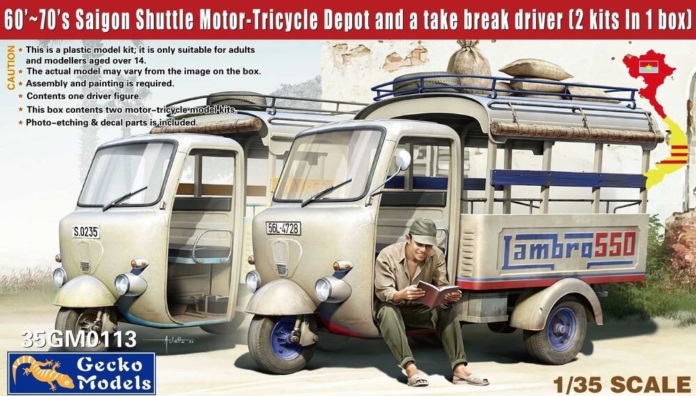 Gecko Models 35GM0113 1/35 Saigon Lambro 550 Shuttle Motor-Tricycle Depot