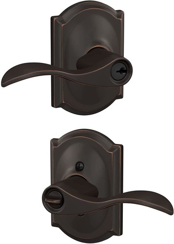 Maniglia porta d'ingresso con chiave Schlage Accent con finitura Camelot - F51A ACC CAM - Foto 3 di 10