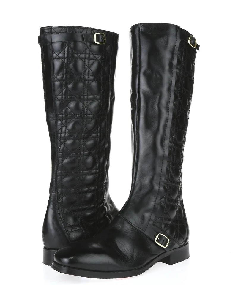 Catherine Catherine Malandrino Ava Acolchado Negro Botas de Montar Altas Zapatos Talla 37 Foto 2 de 4