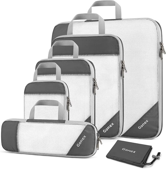 Gonex Flexible Mesh Compression Packing Cubes for Travel Organizers  -image