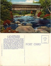 Old Covered Bridge over Ellis River Jackson New Hampshire NH Postcard