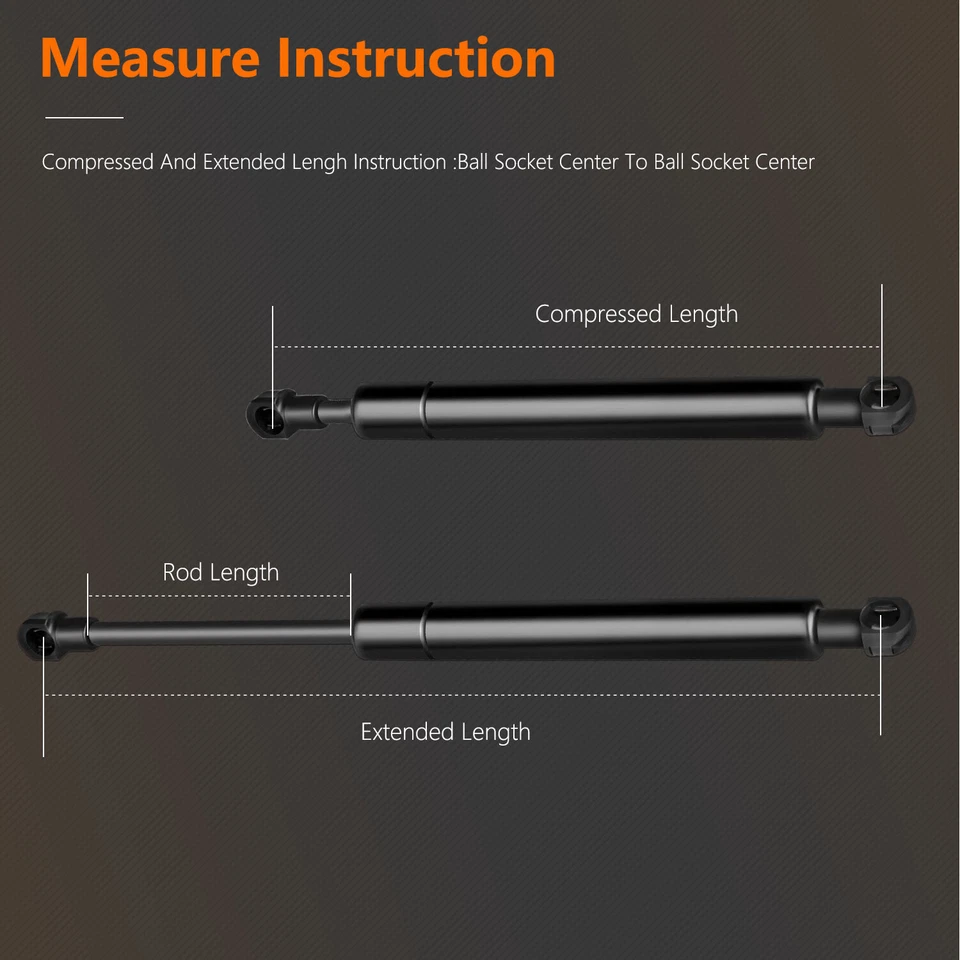 2Pcs Rear Trunk Gas Springs Lift Supports Struts Fits 2001-2006 Dodge Stratus - Image 3 of 4