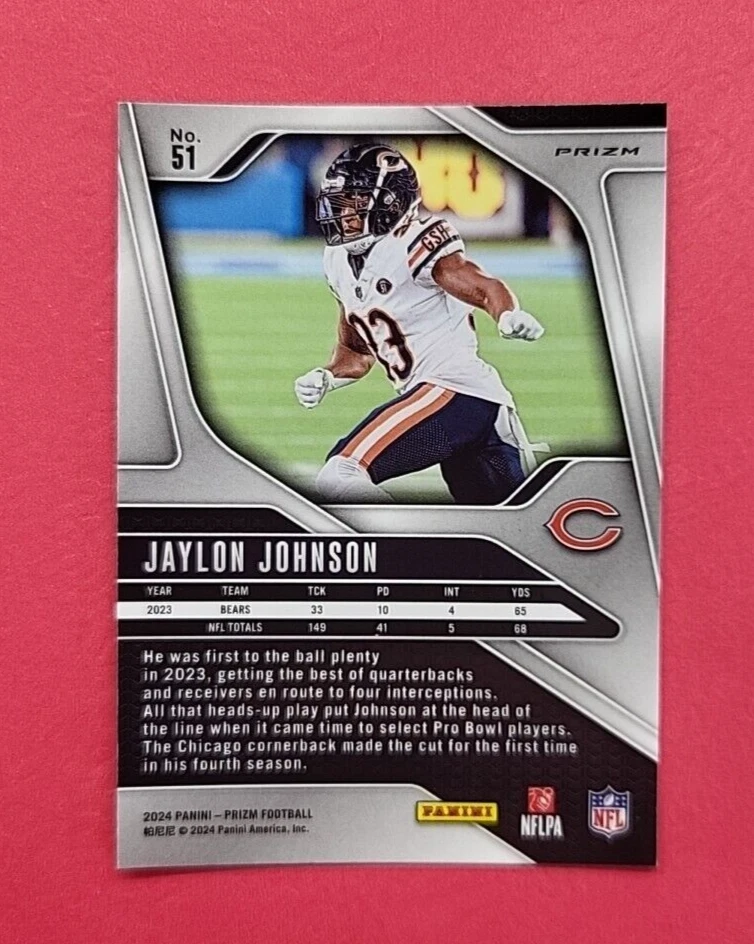 Jaylon Johnson - Chicago Bears - 2024 Prizm - Red White & Blue Parallel - #51 - Image 2 of 2