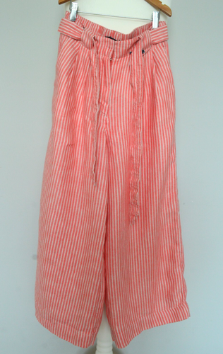 BNWT Marks & Spencer Flax linen wide leg high waist cropped trousers size 8 - Picture 5 of 13
