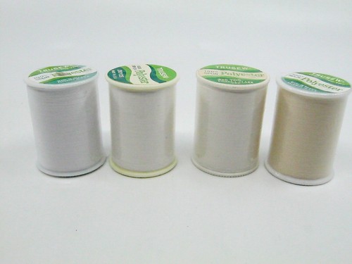 4 Spools Trusew Polyester Thread 200-225 Yards Each White Cream Ivory 100% Spun