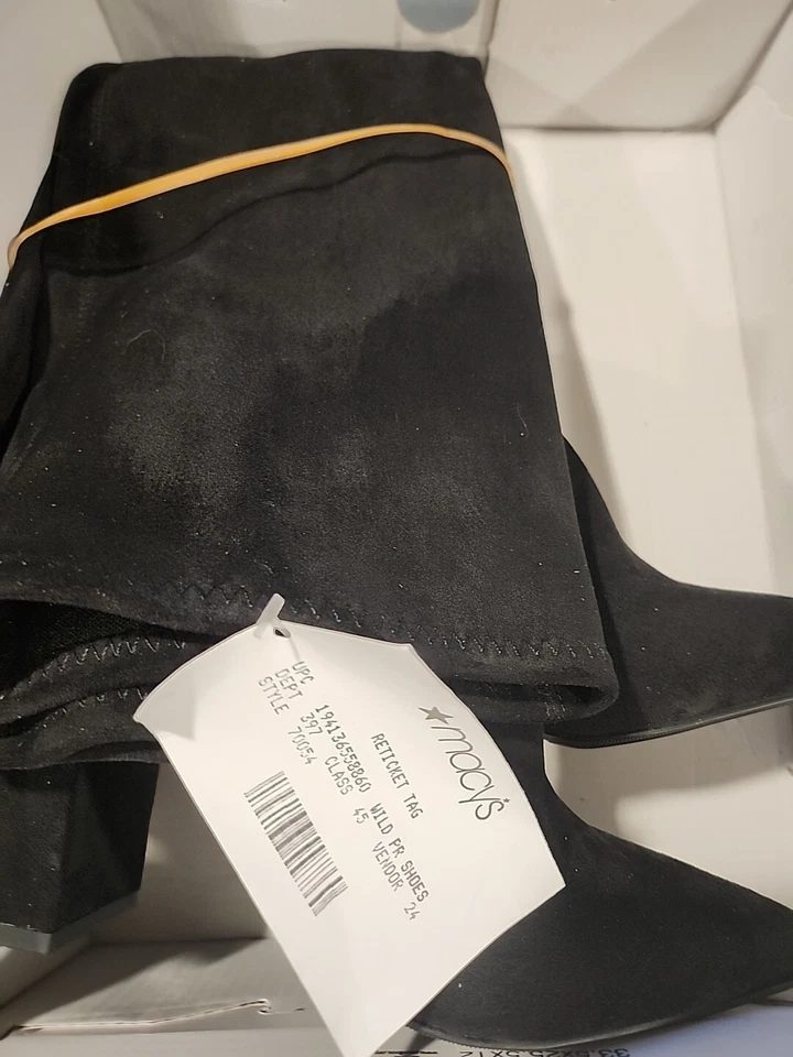 Wild Pair Botas Eileene Tacón Bloque Sobre la Rodilla Gamuza Negras Talla 6 Nuevas en Caja Foto 2 de 3