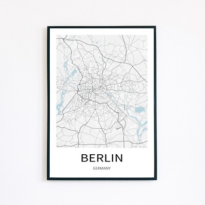 Berlin Stadtplan Deutschland Reiseposter minimalistisch A4 Wohnkultur Wandkunst Druck 