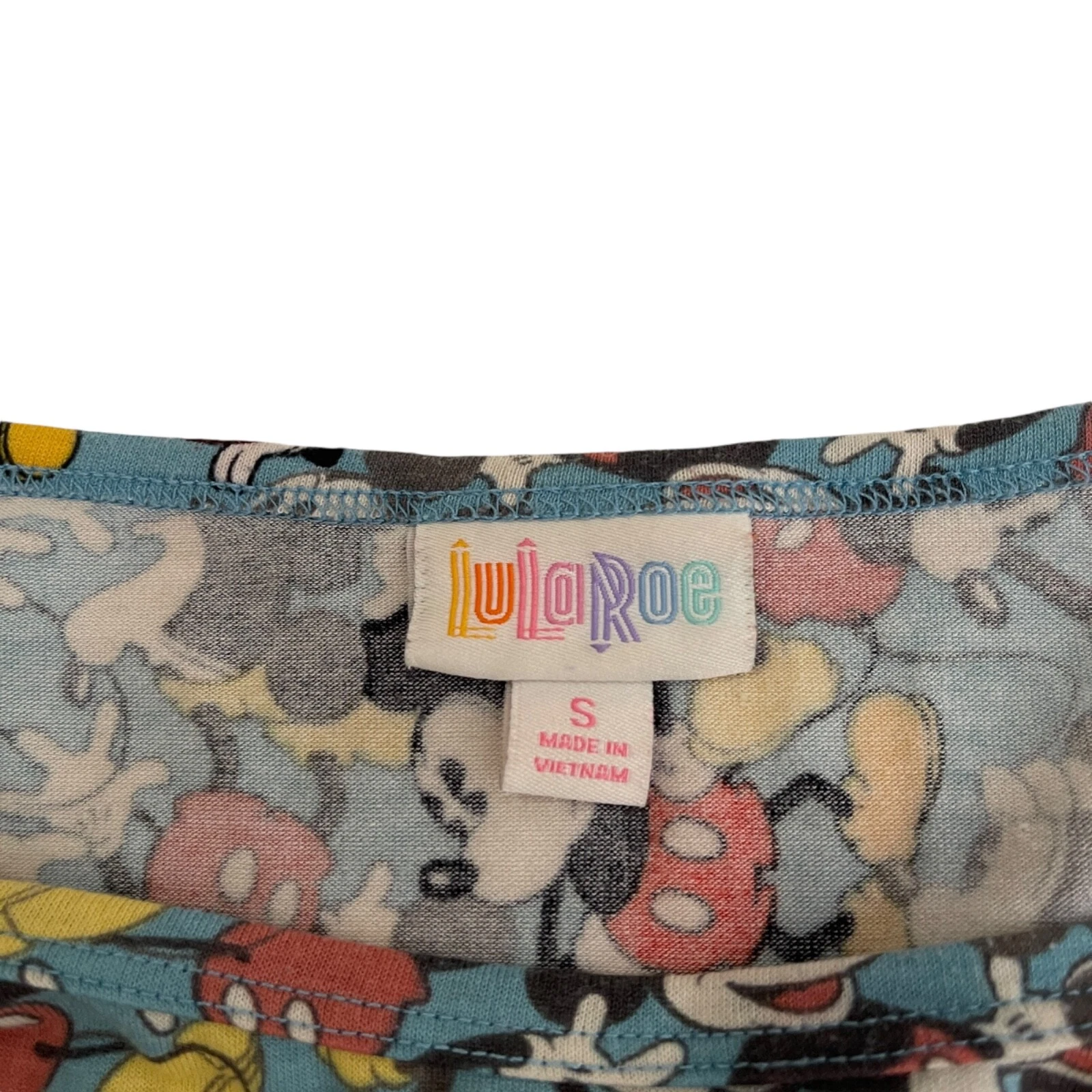 VETEMENTS Disney LuLaRoe Vestito Topolino Donna Piccolo Blu Manica Corta Alto Basso