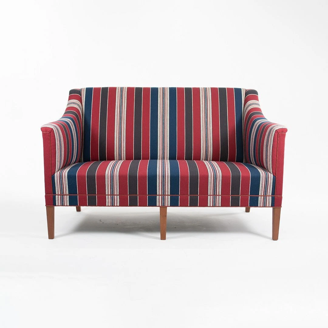 2021 KK6092 Two Seat Sofa Loveseat by Kaare Klint for Carl Hansen Striped Fabric