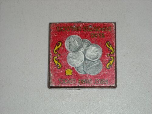 Vintage Mercury Silver Dime Tin Litho Daily Dime Saver Bank 2.5" x 2.5" - Picture 3 of 7