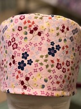 Tiny floral reversible Women's Skull/Chemo Surgical Scrub Hat/Cap Handmade