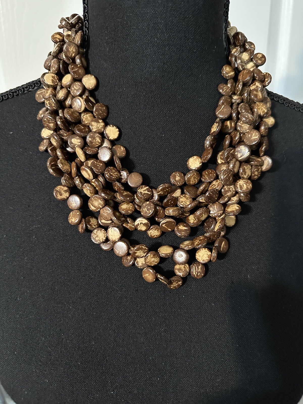 Vintage Boho MultiStrandTribalNecklaceWoodenBeads - image 7