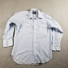 Wrangler X-long Tails Western Shirt Mens 16.5 33 Large Striped Silver Blue VTG