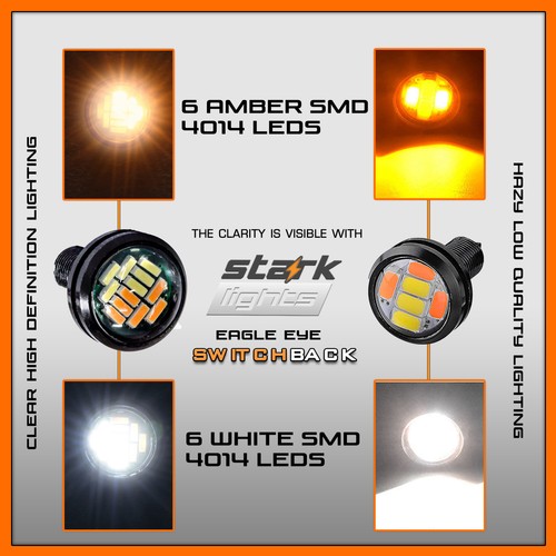 23mm 4014 LED Eagle Eye Light Dual Color White Amber Switchback DRL Lamp - 6 PCS - Picture 3 of 5