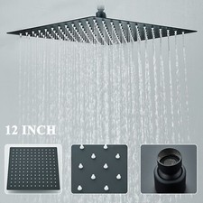 Black Rainfall Shower Head High pressure 12 inch Square Rain Showerhead Sprayer