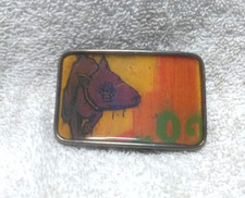 Painted Dog Yellow Orange Decor Background Buckle r Great Vintage Shape