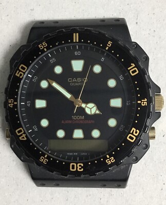 Men's JAPAN Vintage 1987 ANALOG-DIGITAL Watch CASIO AQ-100W. Face Only-RUNNING