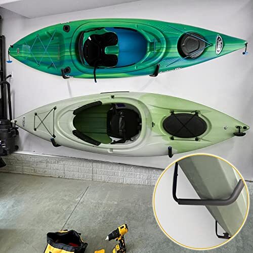 6 Pack Wall Mounted Kayak Storage Hooks Rack for Hanging Canoe Surfboard - Picture 3 of 7