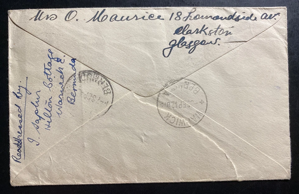 Hamilton Bermuda 1942 correo aéreo reusado cubierta a Baltimore MD EE. UU. Foto 2 de 2