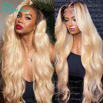 Ombre Blonde 613 HD Lace Perücke 13x6 Brazilian Body Wave Pre-Plucked Wig 20''