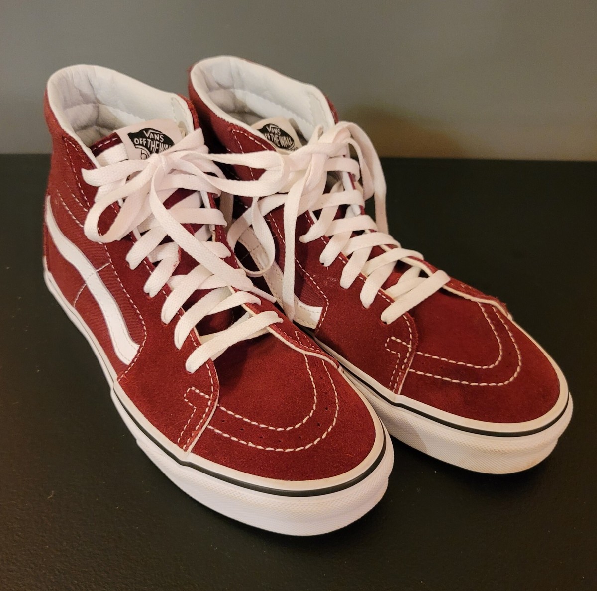 Vans Off the‎ Wall Hi Top Burgundy Unisex Sneakers Men 5 Skateboard Grunge Retro Sk8-Hi Shoes in Burgundy| Vans SE main image 3