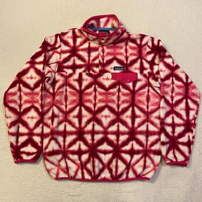 Patagonia Synchilla Snap-T Fleece Pullover Womens Large Diamond Dancer Pink  Red